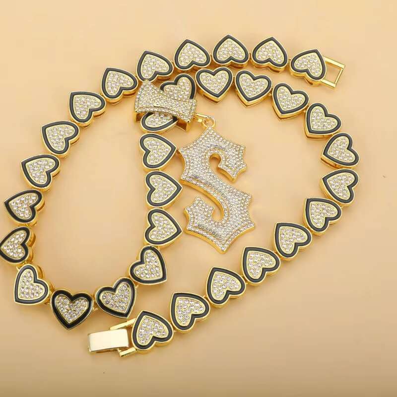 Trendy Cuban Chain Hip Hop Jewelry Gold Plated Silver Rhinestone Zinc Alloy Necklace Bracelet Diamond Link Designselling Pop