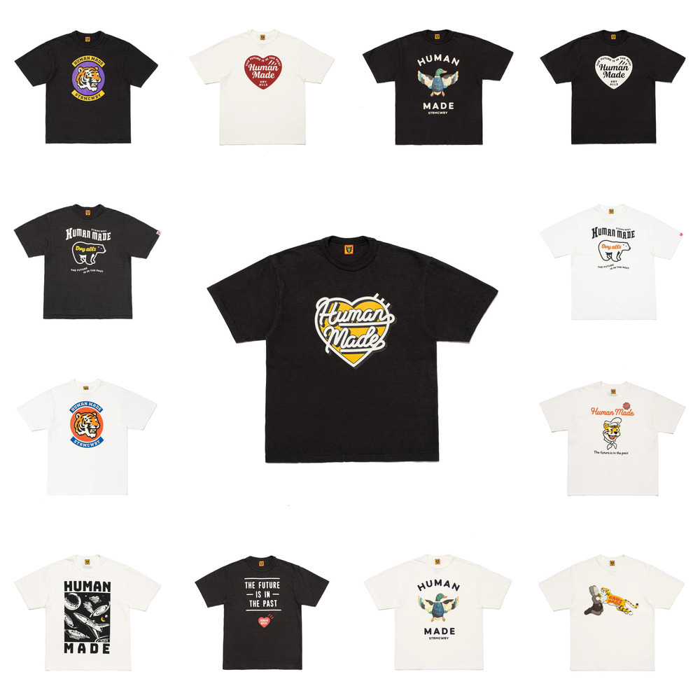 Designer Men human tshirt made Retro Letter Heart Print Short Sleeve Slub Loose T-Shirt High Street Quality Pure Cotton Hip Hop tees top ll