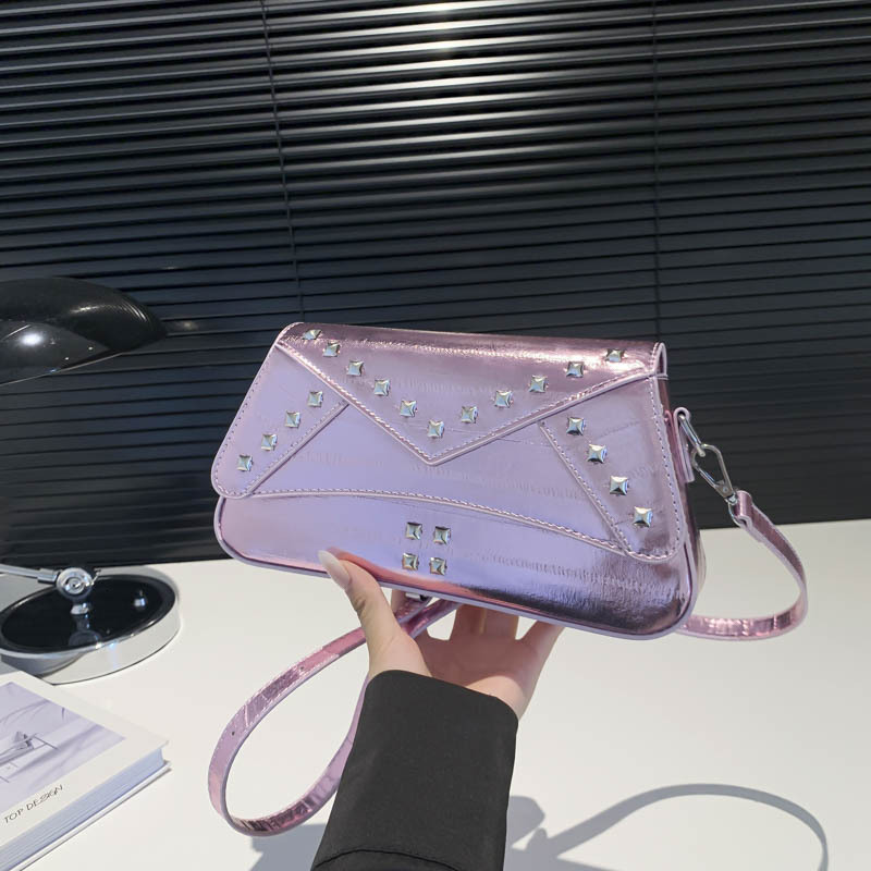 Luxury Brand Designer Bag Studded Creative Personality Small Square Bag For Women 2025 New Sweet Cool Girl Shoulder Crossbody Bag Trendy Motorcycle Ba