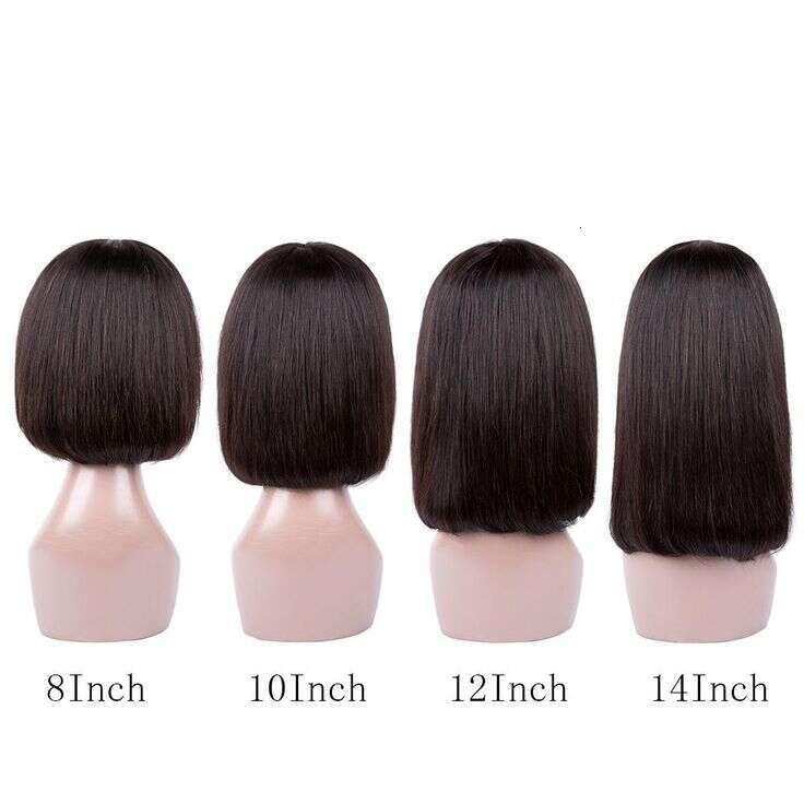 Machine made BOB human hair short wigs with bangs