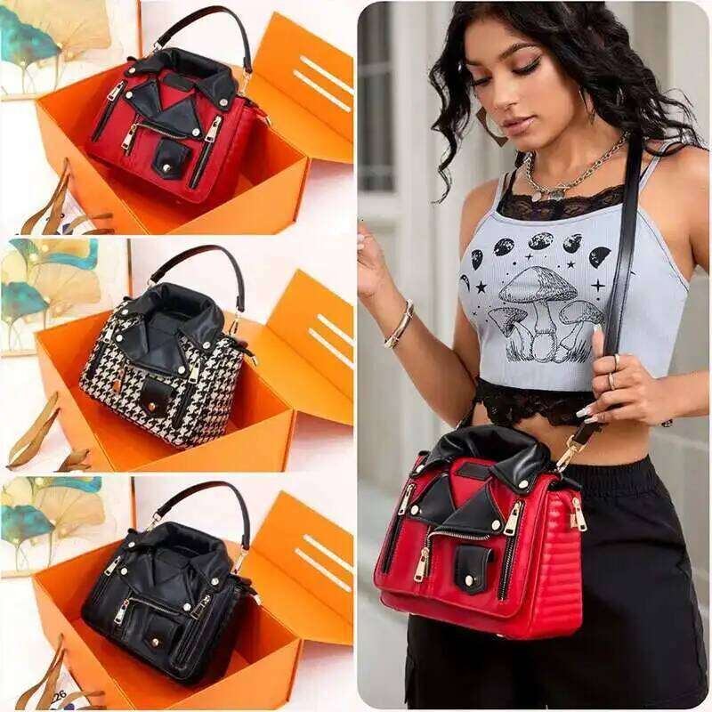 2025 European And American Style Women's Jacket Shape Design Handbag Microfiber Shoulder Cover Houndstooth Crossbody Bag