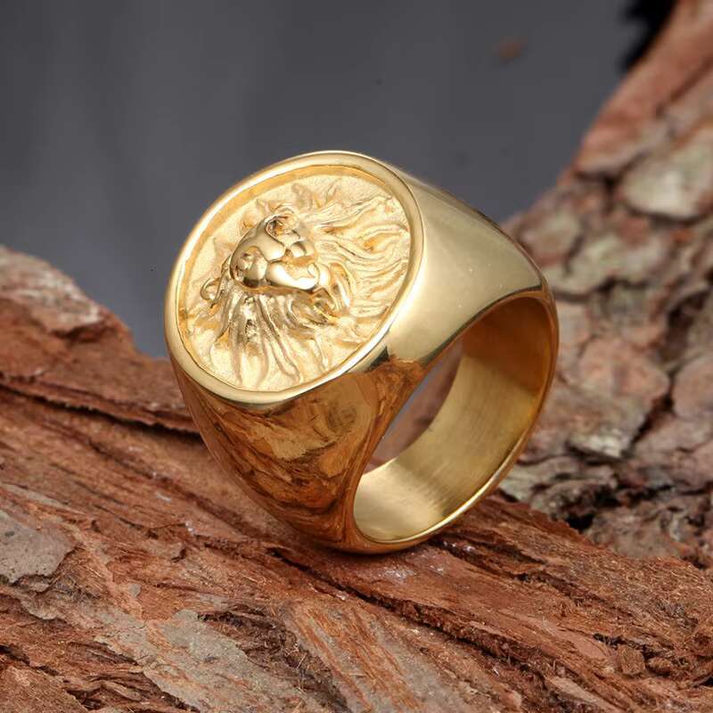 Personalized Vintage Jewelry Custom Lion Ring 18K Gold PVD Plated Stainless Steel Rings for Men