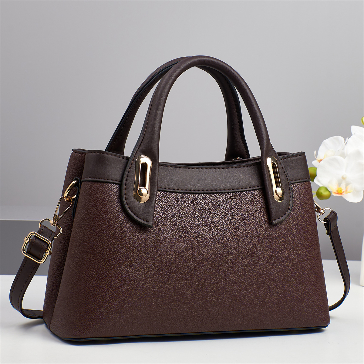 Luxury Brand Designer Bag New Cross-Border Bag For Women Trendy Lychee Texture Patchwork Shoulder Bag Large Capacity High-Quality Gift For Mom One-Pie