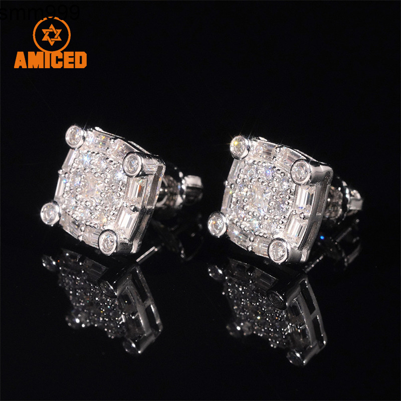 In stock Moissanite Screw Stud VVS 925 Sterling Silver Jewelry Diamond Earrings With GRA Certificate For Men Women