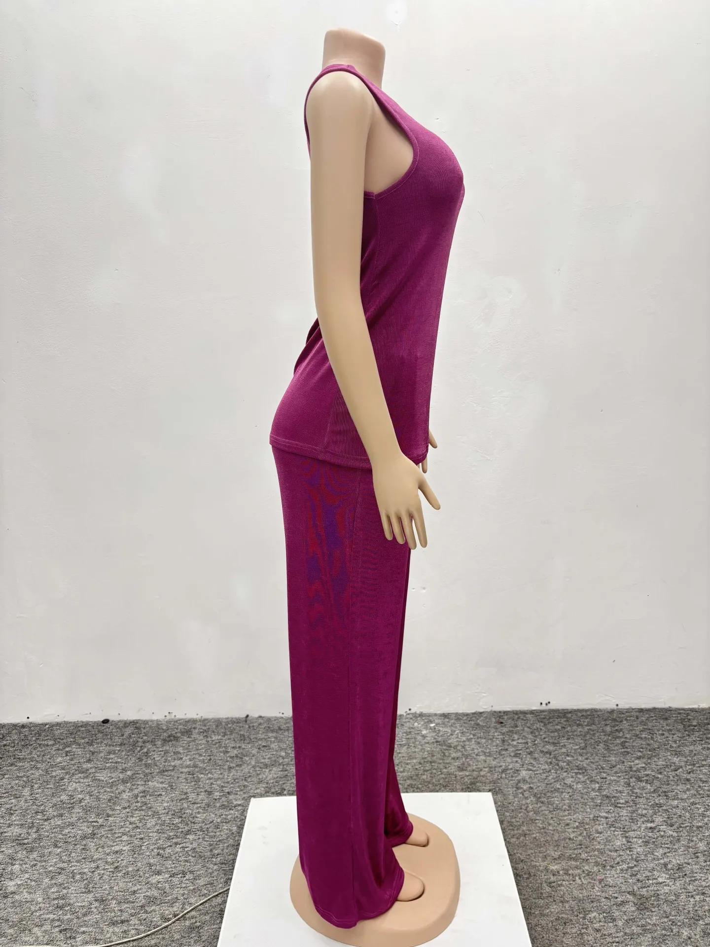 CM.YAYA Fashion Pleated Draped Women Set Sleeveless Tops Wide Leg Pants 2025 Summer Two 2 Piece Sets Africa Outfits Tracksuit 250605