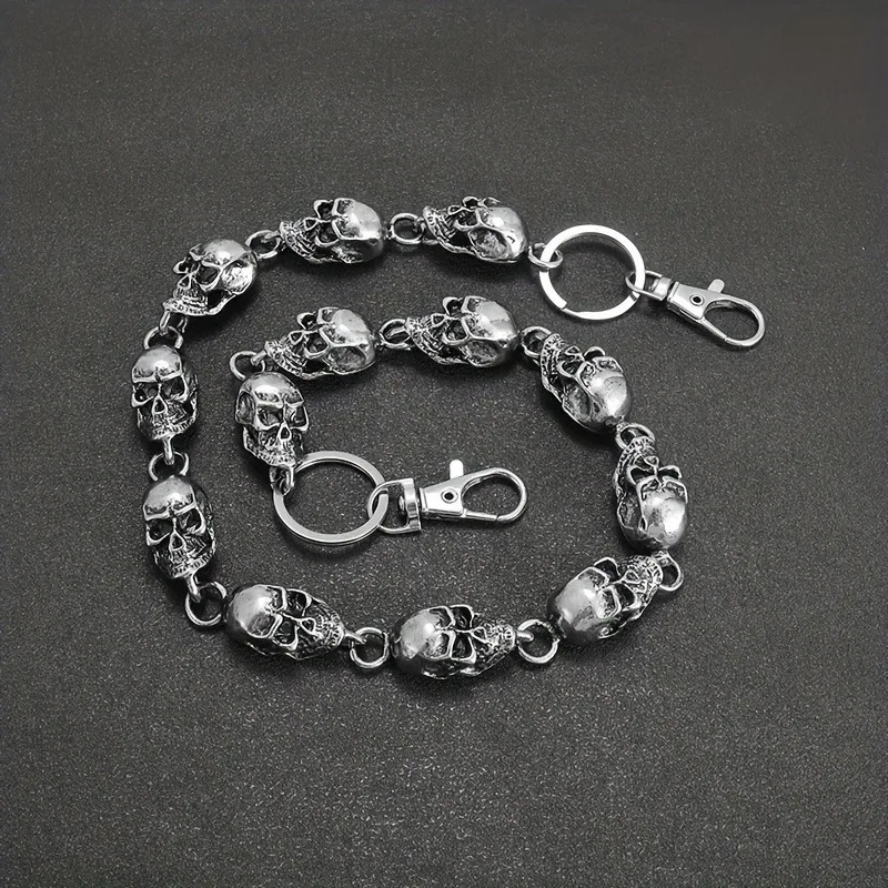 Hip-Hop Punk Style Metal Personalized Waist Chain For Men And Women Fashion Gothic Skull Head Cool Alloy Steel Waist Chain Gifts 250530