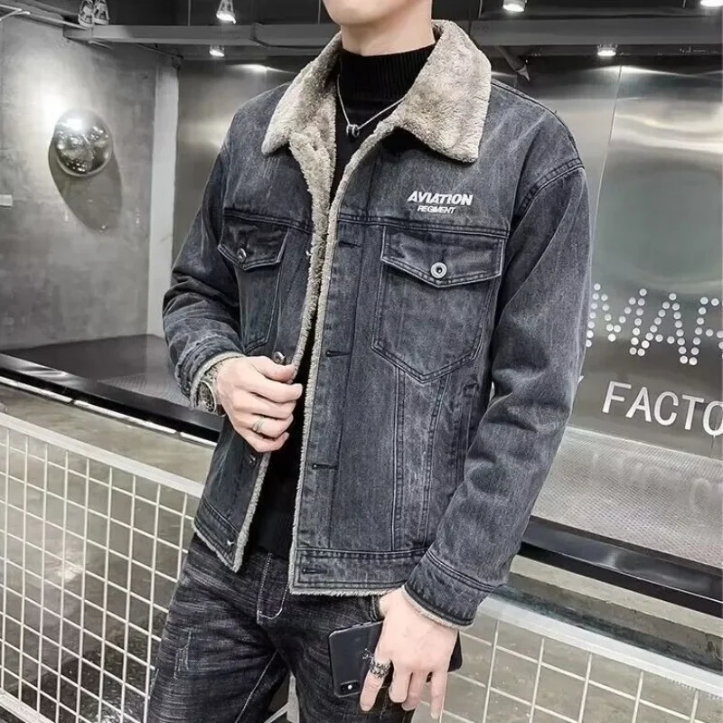 Casual Denim Jackets Man Button Korean Clothes Aesthetic Loose Trendy Cowboy Coat for Men Elatic Outwear Menswear Size L 250530