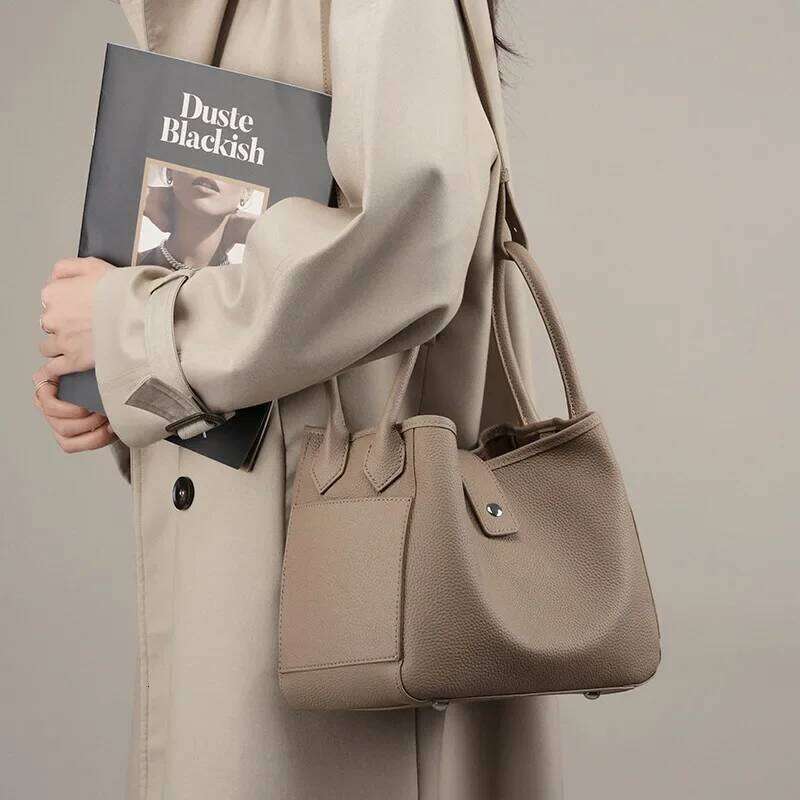 Cowhide 2024 Niche Design Ladies Genuine Vegetable Basket Bags Temperament Soft Leather Shoulder Commuter Bag Handbags