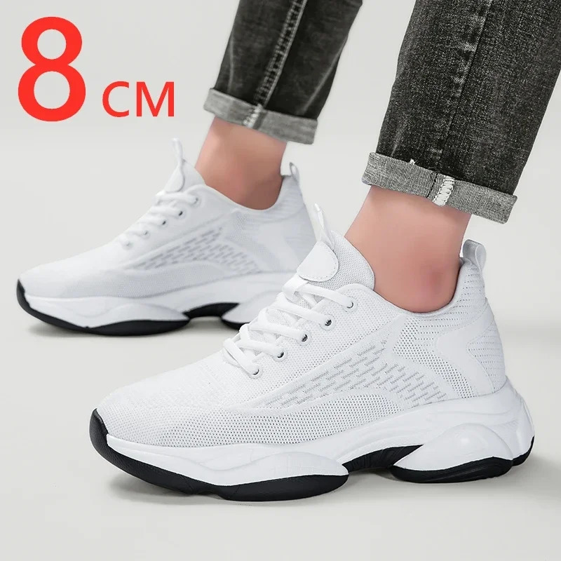 Summer Lift Sneakers Men Elevator Shoes Height Increasing Shoes for Man Insoles 8CM Hidden Heels Sports Inner Heightening Shoes 250603