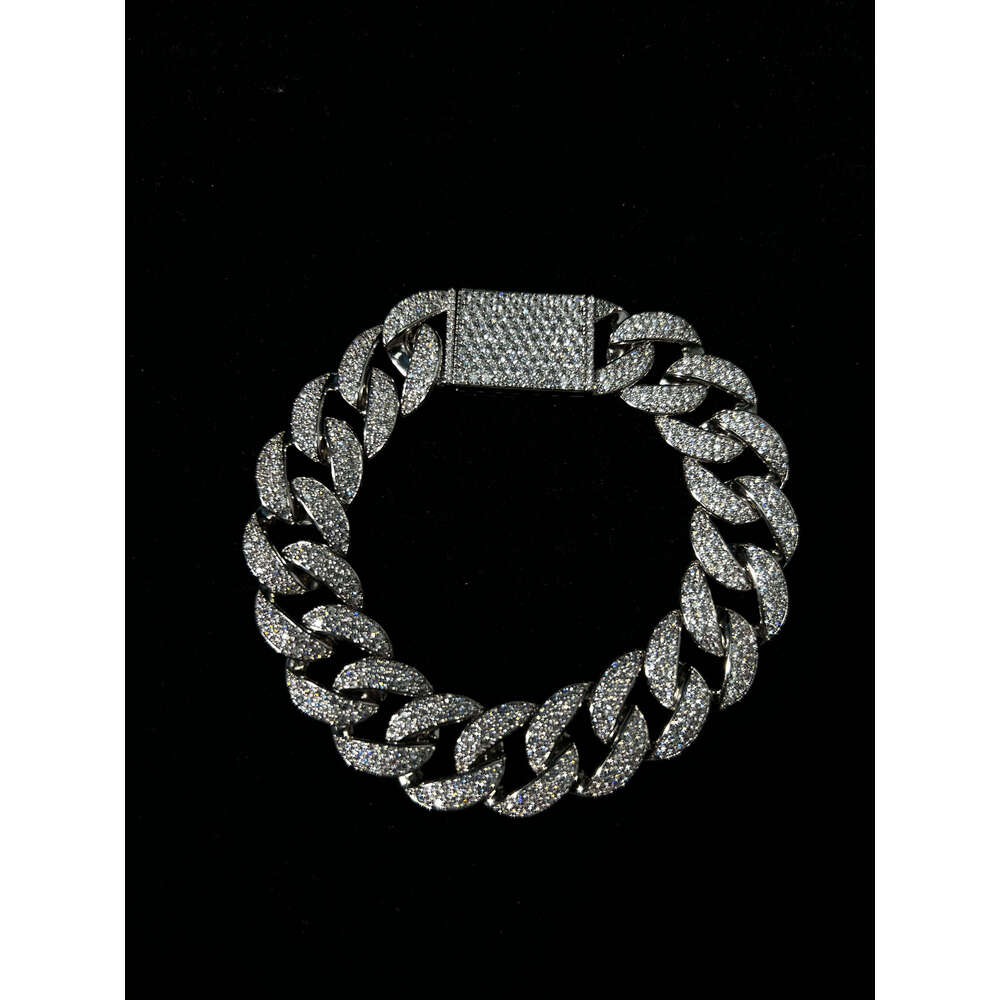 16mm Custom Sterling Sier Moissanite 14k Unisex Wholesale Cuban Link Chain Bracelet Necklace Zircon Brass