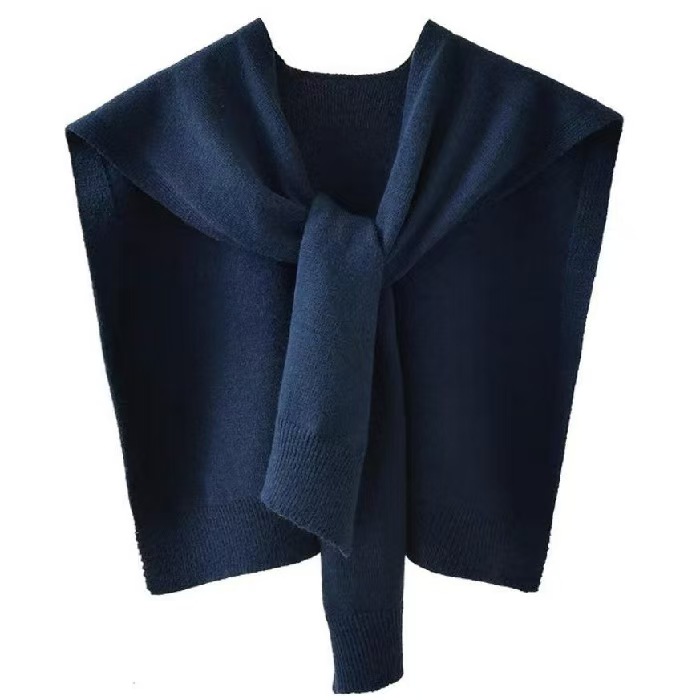 T913 knitted shawl women's spring and autumn outerwear waistcoat solid color shoulder thin cardigan summer knotted fake collar scarf