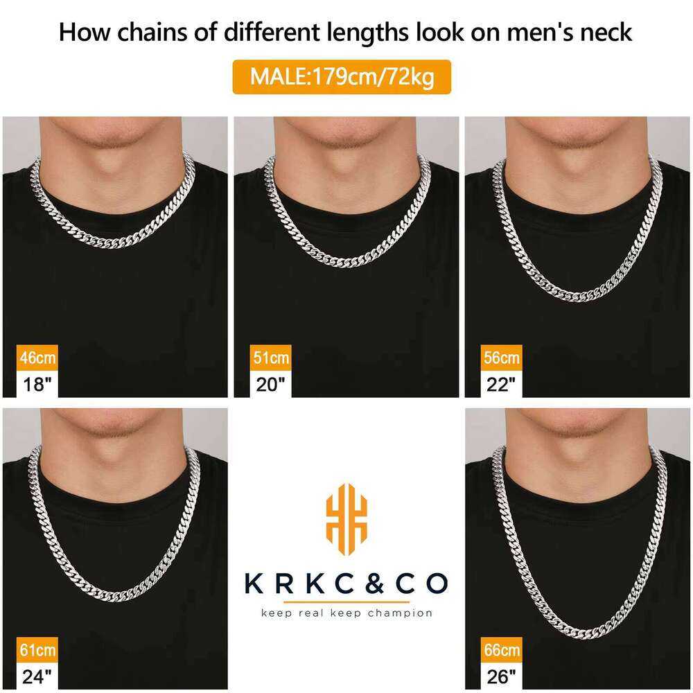 10mm Necklace Pure Sier Electroplated 316L Stainless Steel Matte HipHop Jewelry Unisex Miami Cuban Chain