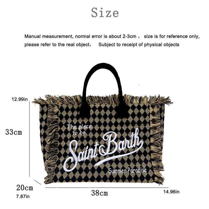 Saint Barth European And American New Women's Large Capacity Fashion Horizontal Striped Deep Blue Tassel Beach Handbag