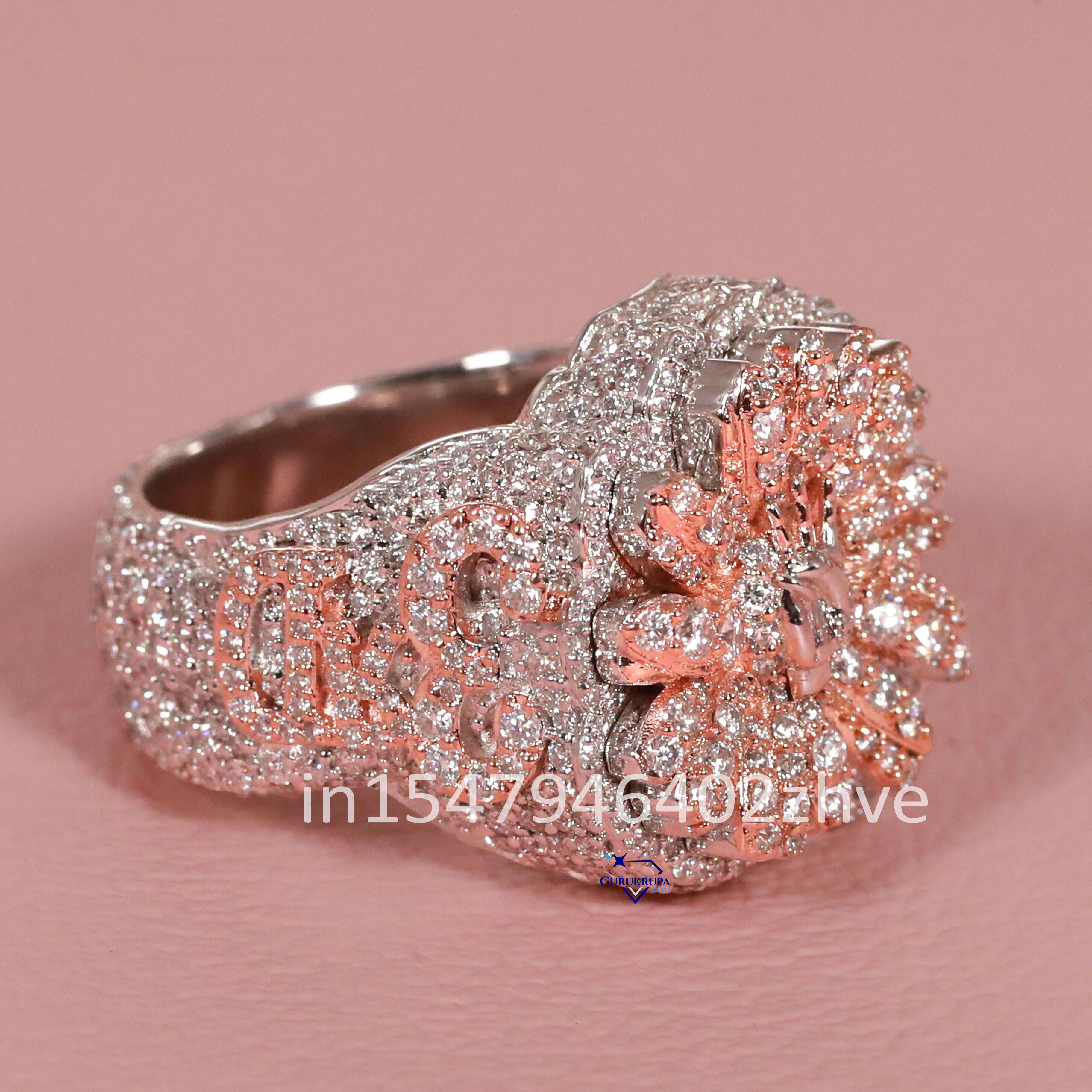 Upgrade Your Style With Our New Mens Ring Crafted 14 Kt White and Rose Gold Moissanite Diamond With Enhanced VVS Clarity