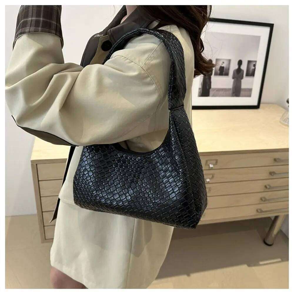 New French Style Tote for Women PU Leather Single Shoulder Underarm Bag Designer Handbag Travel Expanding Folders bag