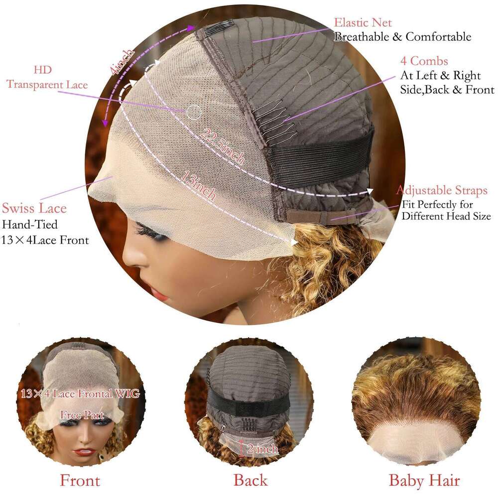 NAMM 4/27 Highlight Curly Wigs Short Bob Human Hair Brazilian Water Wave Ombre Blonde Color 13x4 Full Lace Frontal Wig For Women