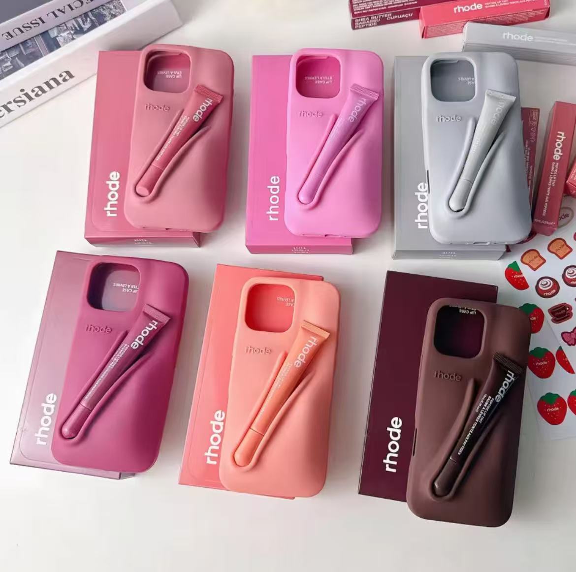 Rhode Lipstick Cases Portable Protective Series Silicone Phone Case For iPhone 16E 16 11 12 13 14 15 Pro Max Plus Fashion Style