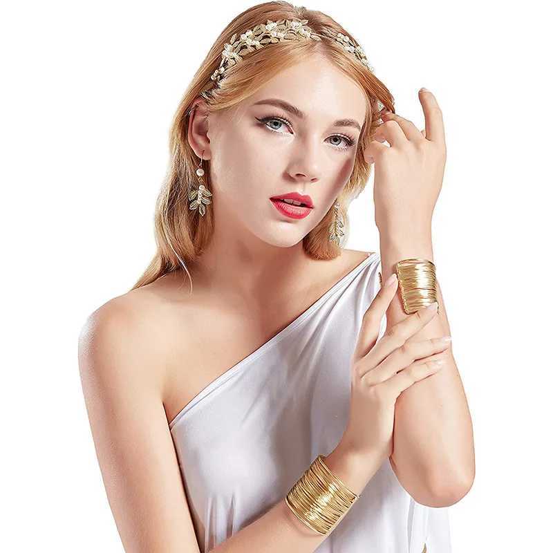 FTCY Vintage Greek Jewelry Set for Women Gold Color s Earrings Headwear Set Baroque Style Adjustable Women Jewelry Gifts Z250607