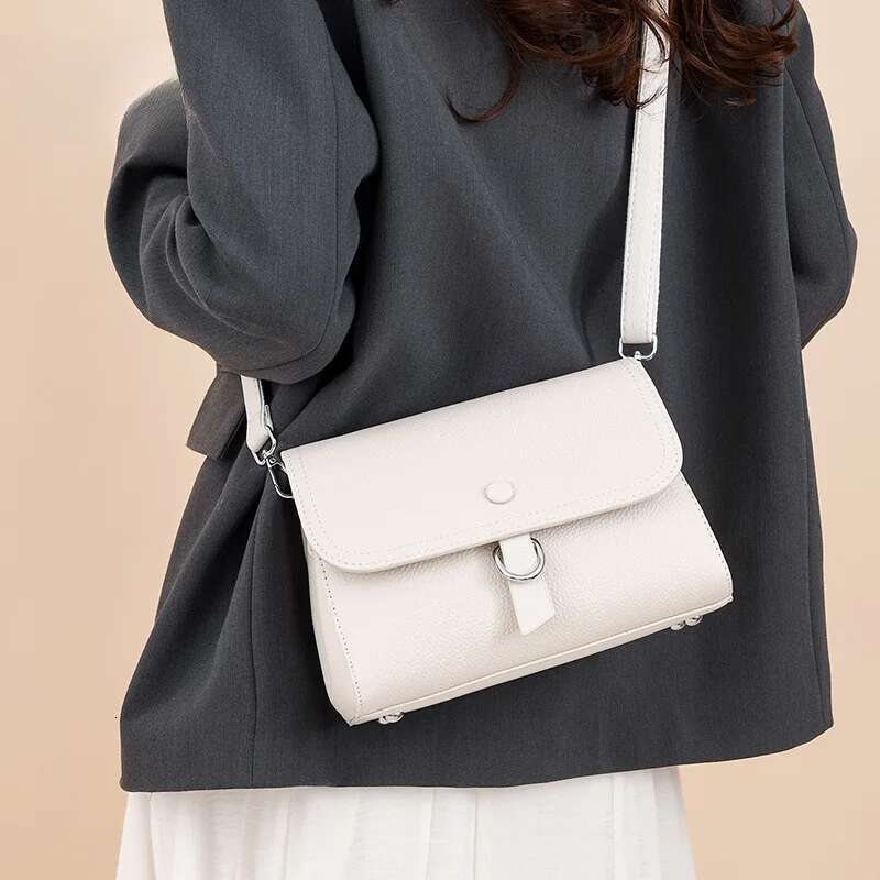 2025 Fashion Small Square Crossbody First Layer Light Genuine Leather Women's Handbag Simple Shoulder Bag