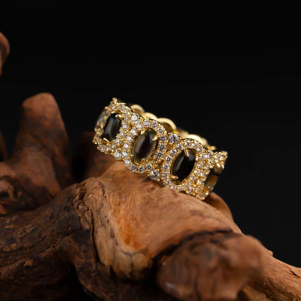 Custom 14k Gold Oval Zircon Ring Fine Jewelry Style Anniversary Band Women Men Trendy Engagement Sier Plating Made Brass