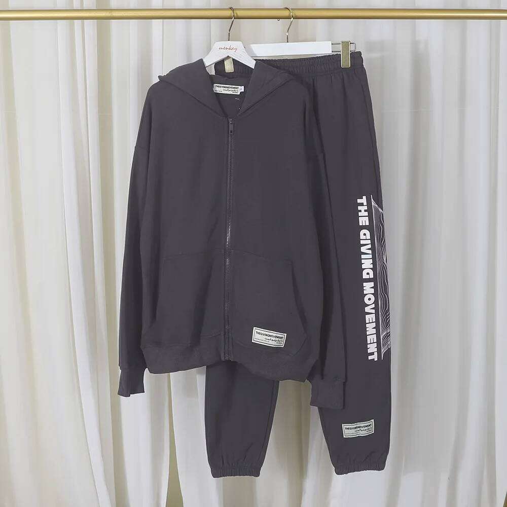 THEGIVINGMOVEMENT TGM Jacket for Men Women Casual Hoodie Pants Loose Comfortable Long Sleeve Zipper Sportswear Suit 2 Piece Sets