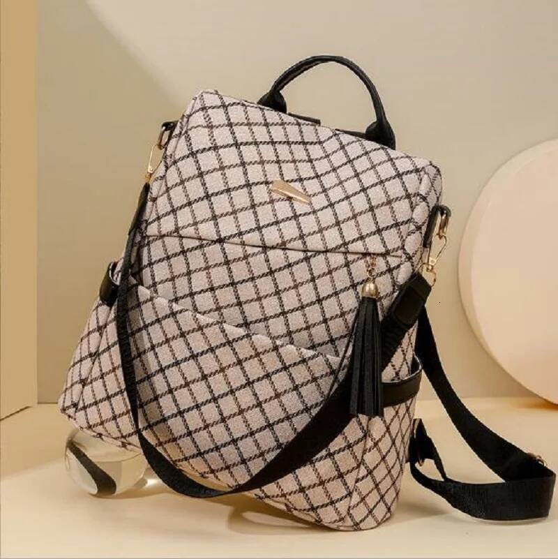 2025 New Korean Fashion Printed Anti Theft Travel Backpacks Women's Large Capacity Shoulder Bags Tassels Designer Totes Backpack