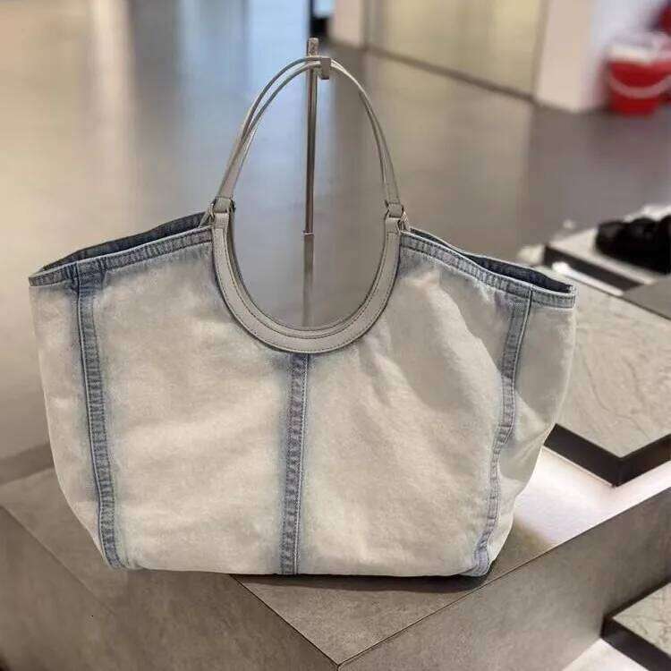 Casual Denim Canvas Messenger Bags For Women Lage Capacity Tote Simple Solid Female Shopper Shoulder Bag Handbags