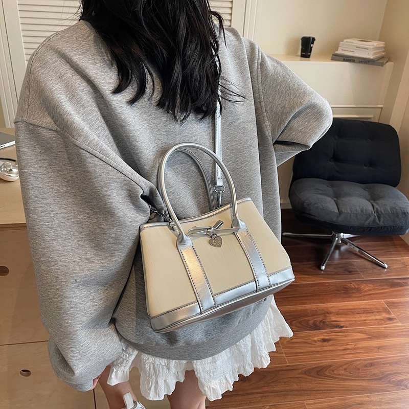 designer Korean Style Color-Block Handbag for Women 2025 New Fashion Small Tote Bag Versatile Simple Crossbody Bucket Bag