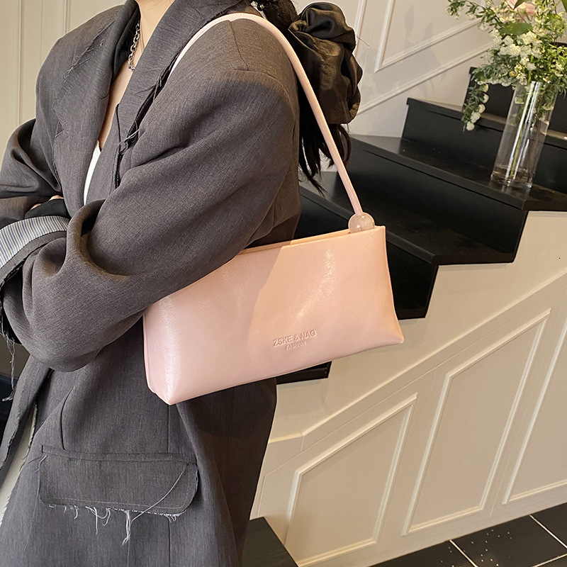 designer Korean Style Niche Simple High-end Handbag for Women 2025 Summer New Trendy Fashion Single Shoulder Underarm Baguette Bag