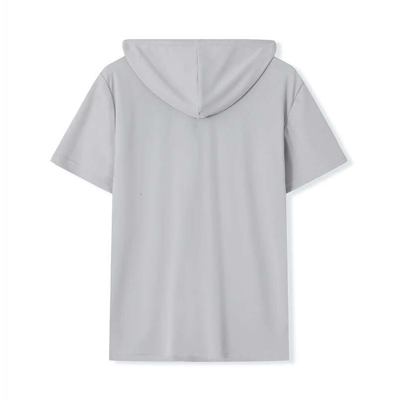 Mens Lightweight Short Sleeve Zip Up Hoodie Sweatshirt with Drawstring Solid Color Casual Pullover Hooded T-shirt for Summer