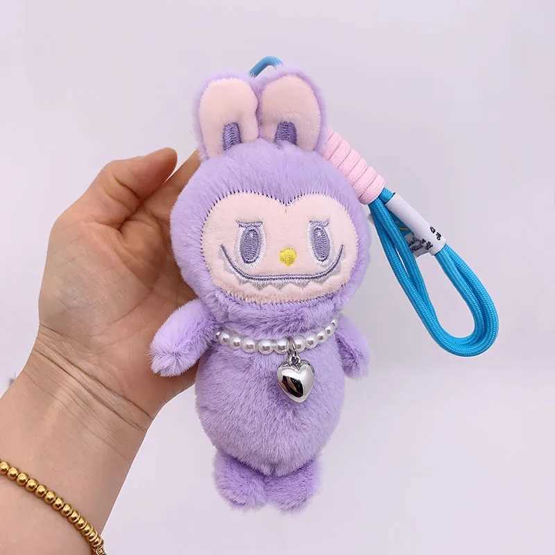 17cm New Cartoon Labubu Plush Pendant Kawaii Keychain Doll Student Schoolbag Pendant Backpack Car Hanging Doll Girl Boy Gift Toy XJ250607