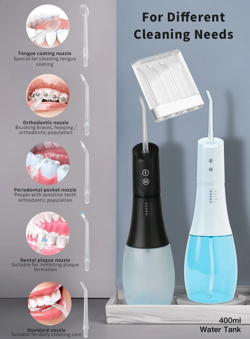 Rechargeable Portable Oral Irrigator High Pulsed Mouth Washing Machine Quiet Travel Water Flosser for Deep Cleaning Gum Health 250605