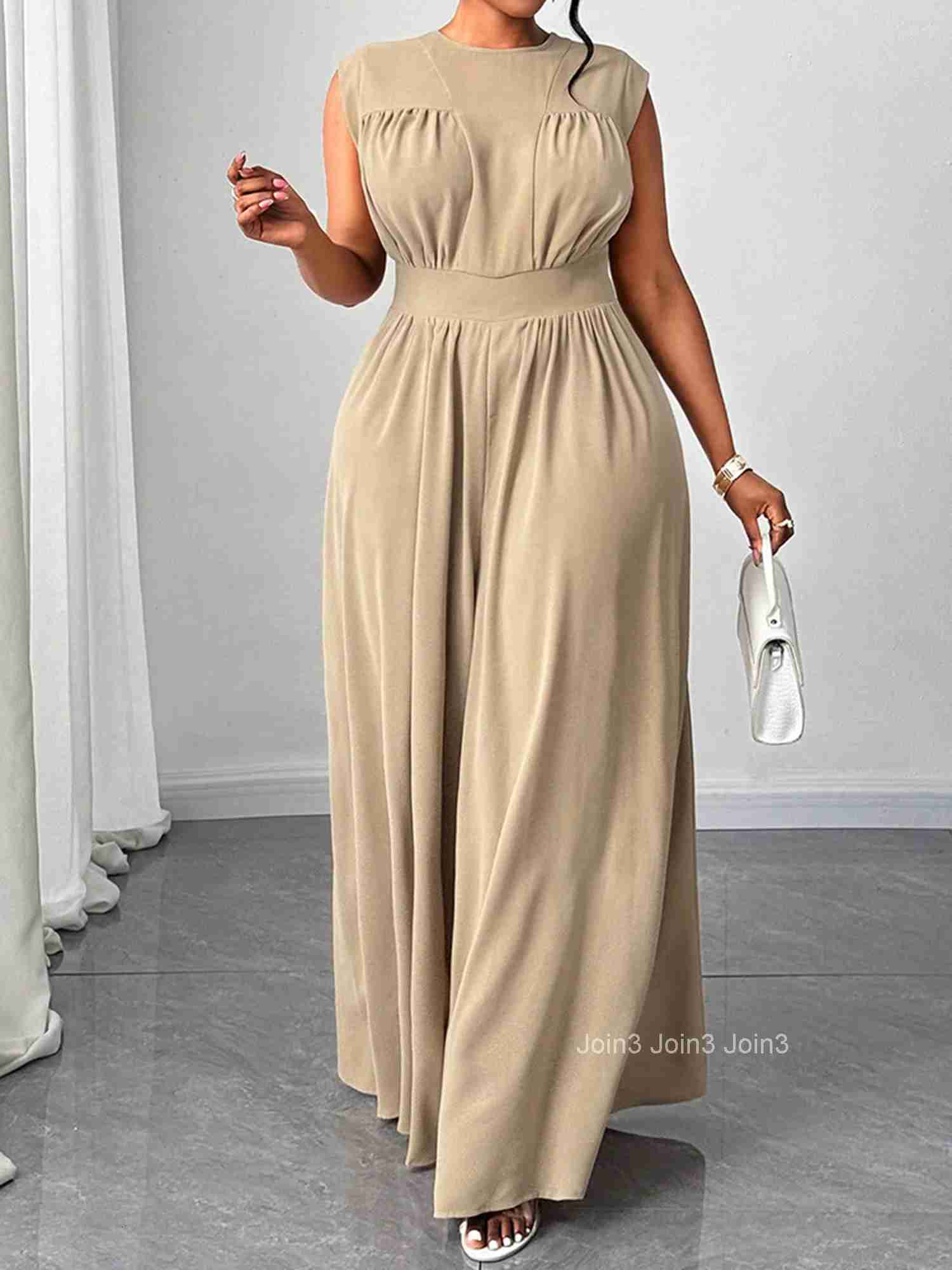 Women Plus Size Jumpsuits Floral Print V-neck Sleeveless Summer Wide-leg Rompers Overalls with Pockets