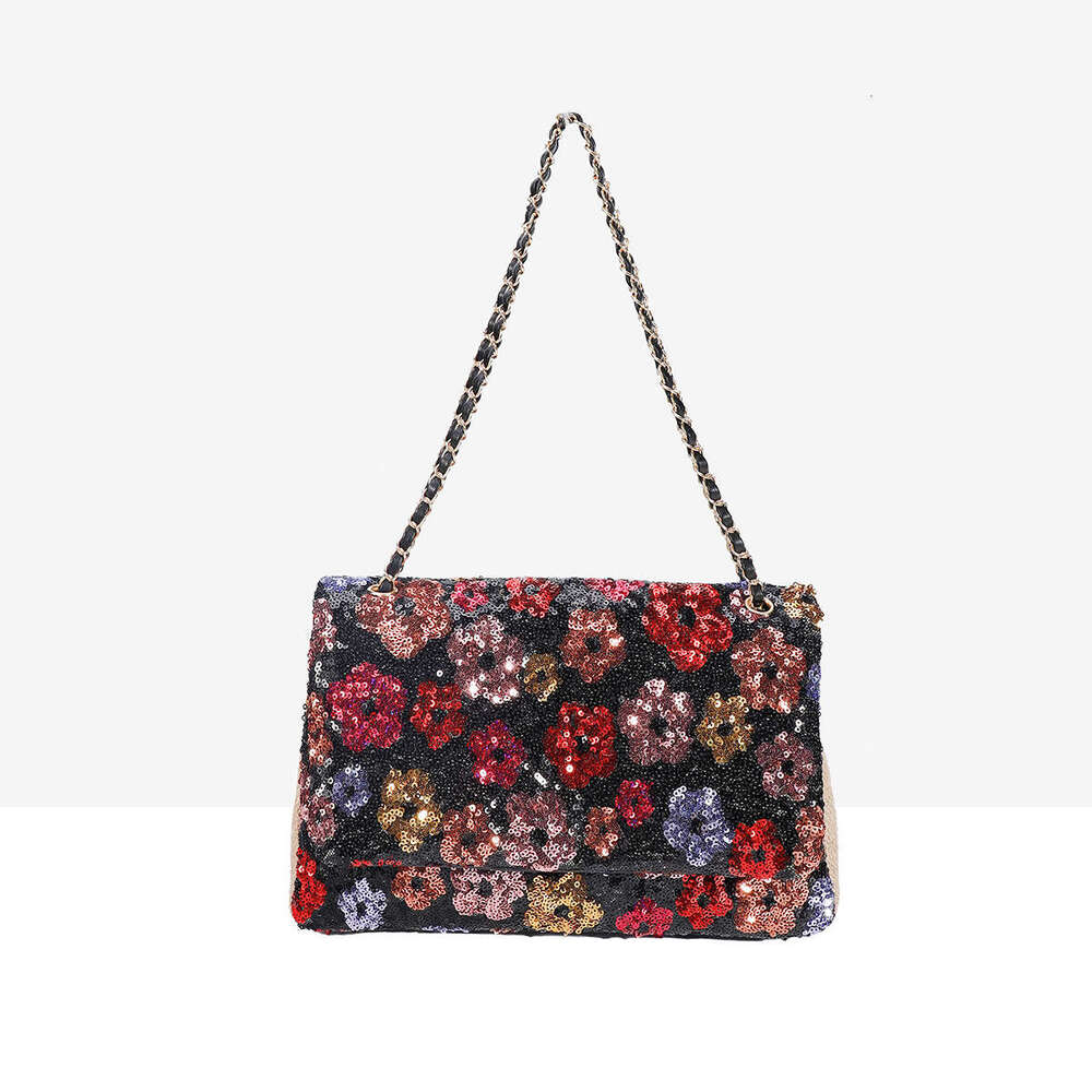 Designer bags Chain Sequin Shoulder 2024 New Embroidered Flower Women's Niche Design Underarm Bag
