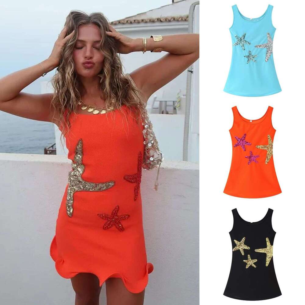 European and American Design Women's 2025 Summer Sequin Embroidered Mini Dress New Casual Fashion Trendy Clothing
