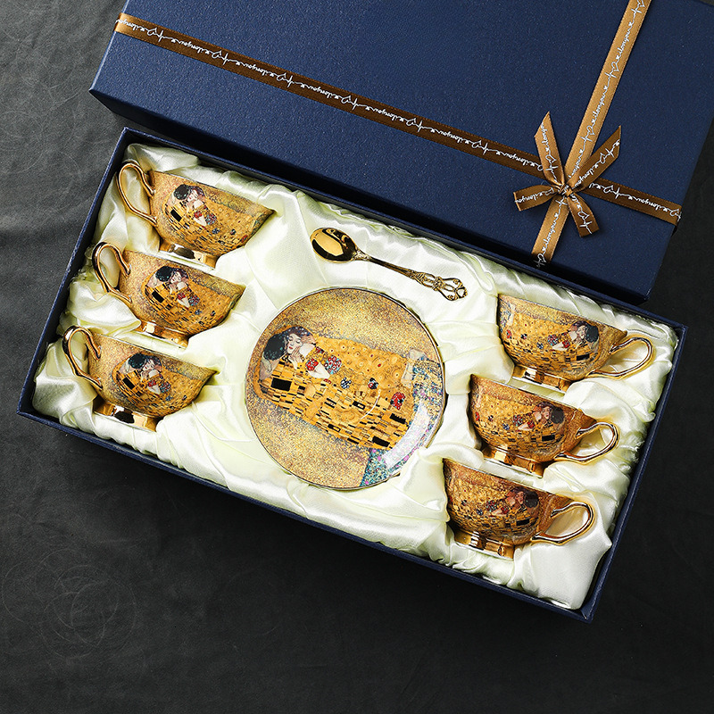 European coffee cup saucer bone China gift box set gift ceramic cup tea set afternoon tea cup