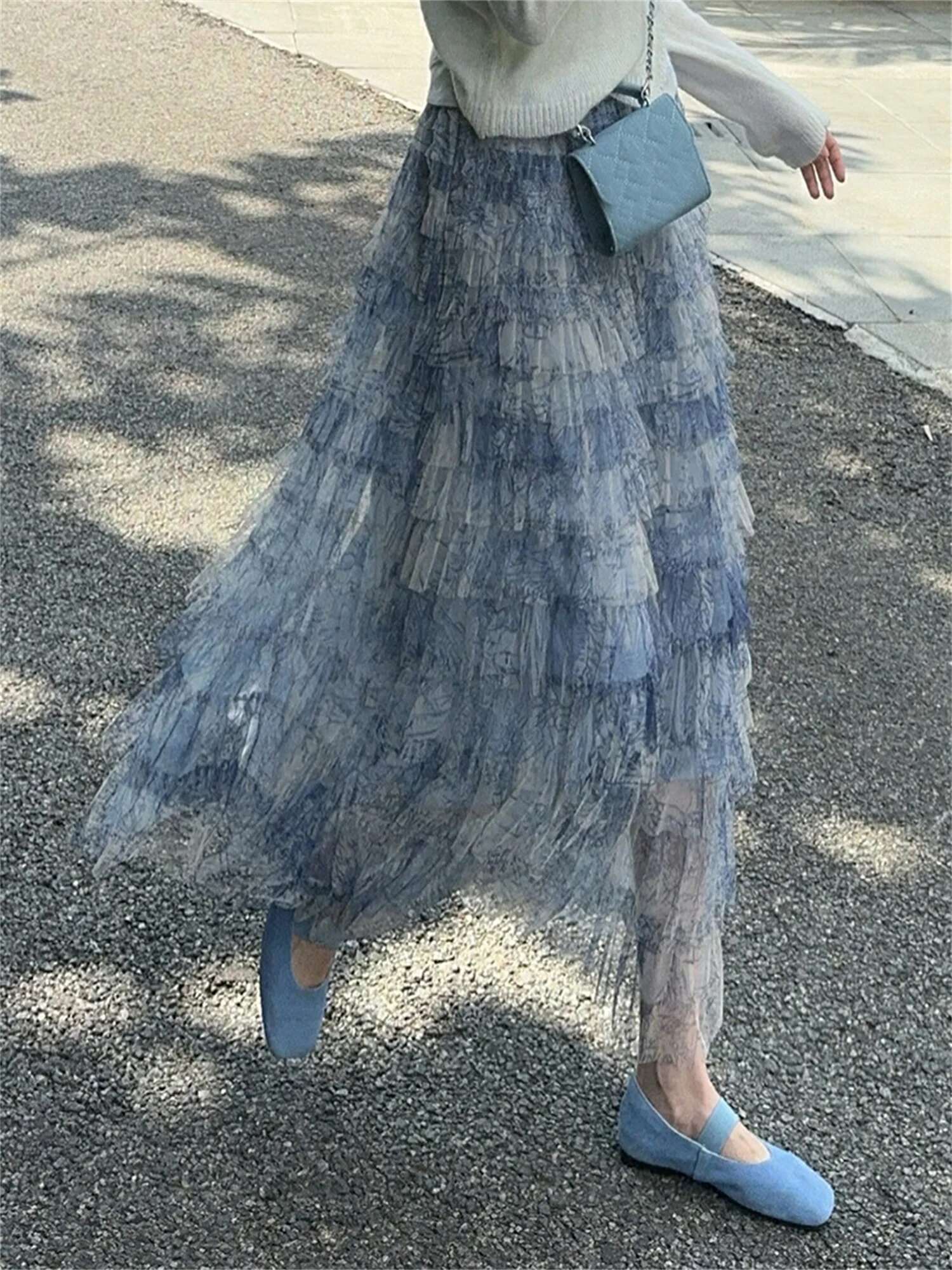 Elegant Floral Lace Maxi Skirt with High Waistband and Flowy Layers for Wedding Party Evening Prom Beachwear