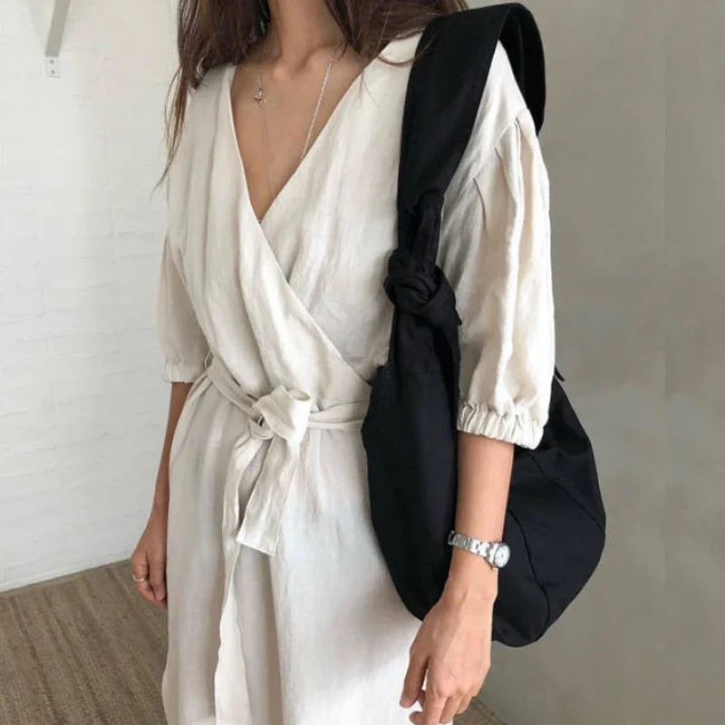 Women Bag Nylon Bucket Fashion Solid Zipper SOFT Shoulder Bag Purses and Handbags Black Tote Bag 250606