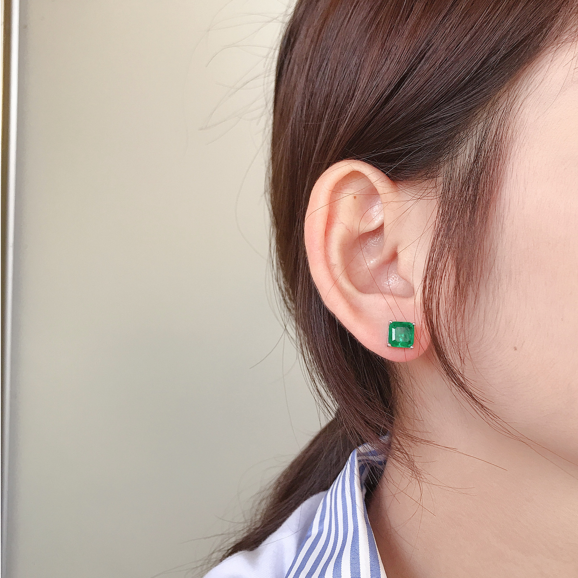 Choucong Brand New Top Sell Stud Earrings Women Fashion Jewelry Genuine 100% 925 Sterling Silver Princess Cut Emerald Paraiba Party Women Wedding Earr