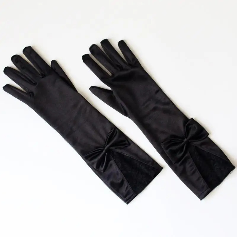Ladies Gloves Bow Lace Satin Gloves Dance Performance Ceremonial Gloves Nightclub Satin Gloves Wedding Bridal Gloves C015 250603