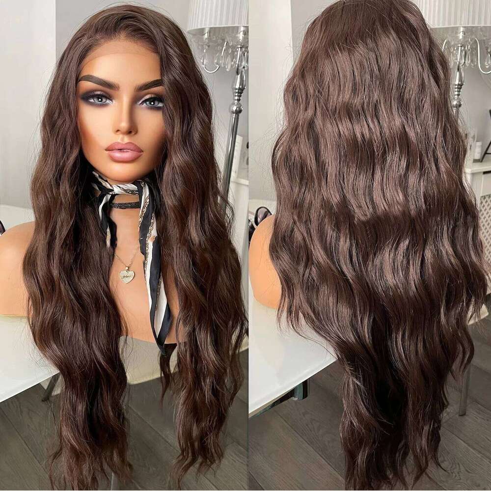 NAMM UStyleHair Brown Lace Front Natural Looking 26 Inches Long Body Wave Heat Resistant Synthetic Hair Daily Use Cosplay Wig
