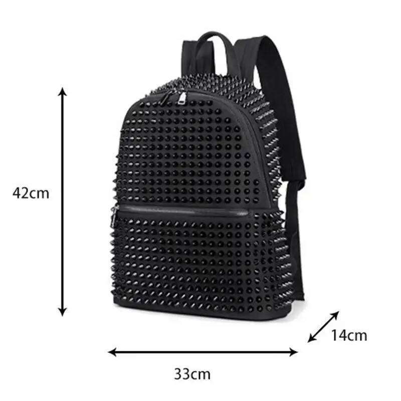 Annmouler 2022 New Design Unisex Backpacks Punk Style Daypack Large Capacity Rivet Laptop Canvas Rucksack School Bags