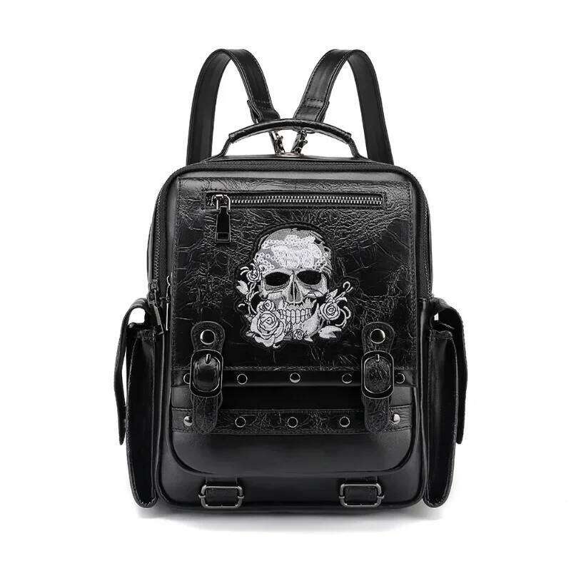 Designer Bag Goth Style Large Capacity Women S Backpack Skull Decoration Computer Bag Multi Function Unisex Waterproof