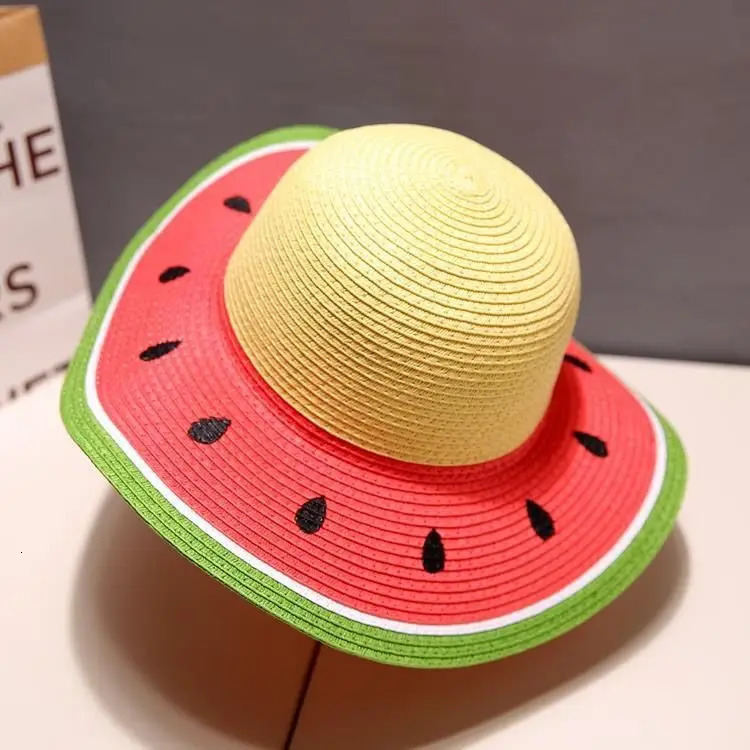 Women bucket hat Watermelon fruit straw hat casual fashion basin hat sun protection hat 250606