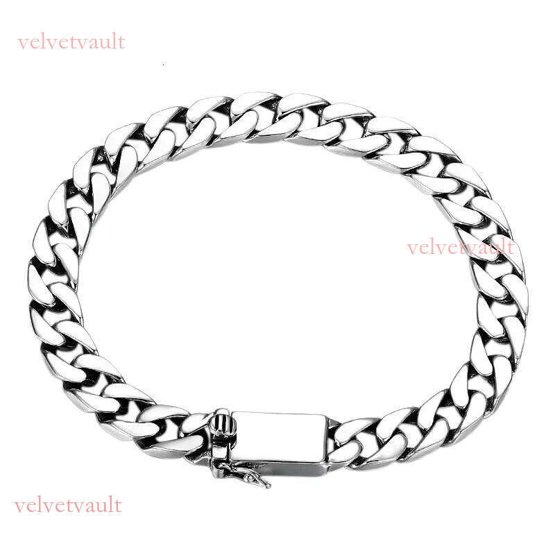 Pure Chain Sier Cuban Bracelet Men's Pulsera Para Hombres
