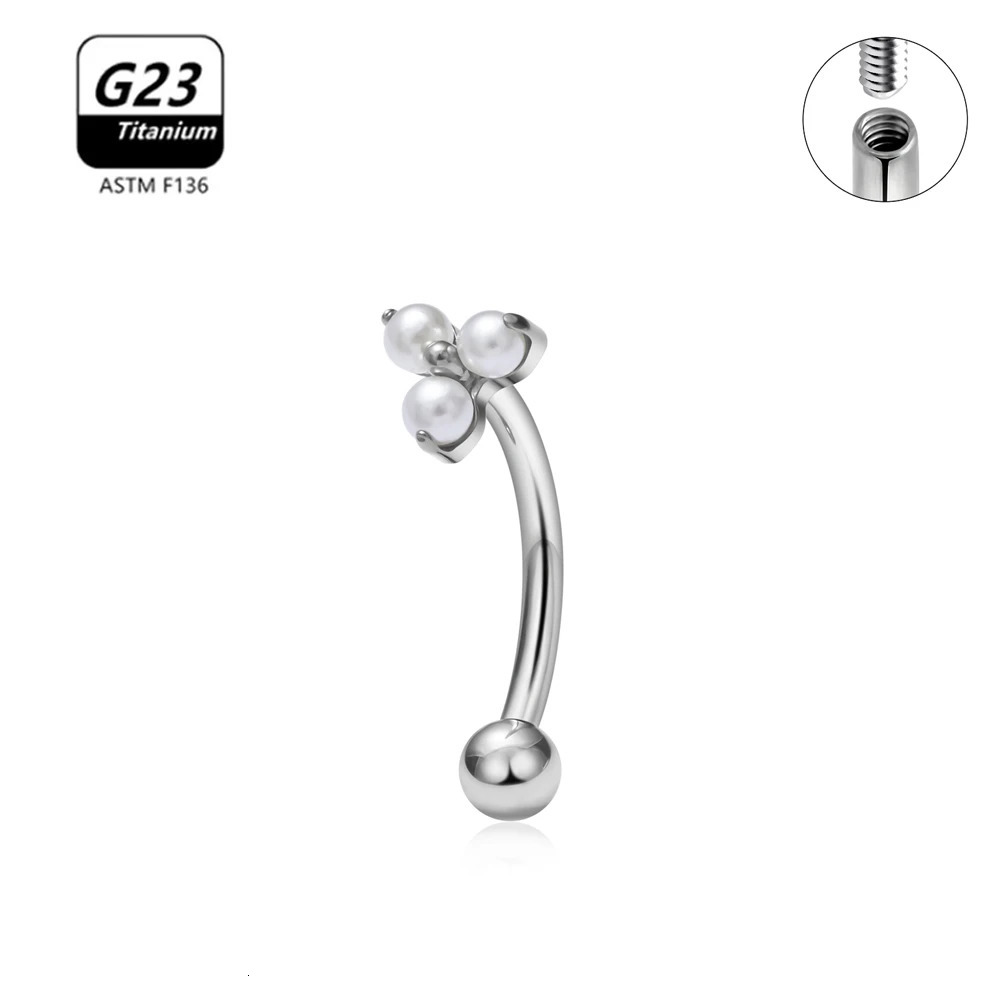 G23 ASTM36 Piercings Eyebrow Internal thread Body Jewelry For Women zircon Earring 250606