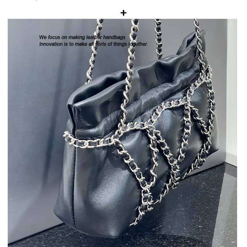 Hot Selling Fashionable Genuine Leather ITSK Women's Shoulder New Style Bucket Chain Bag Tweed Feel Soft Polyester Lining Designer Bags