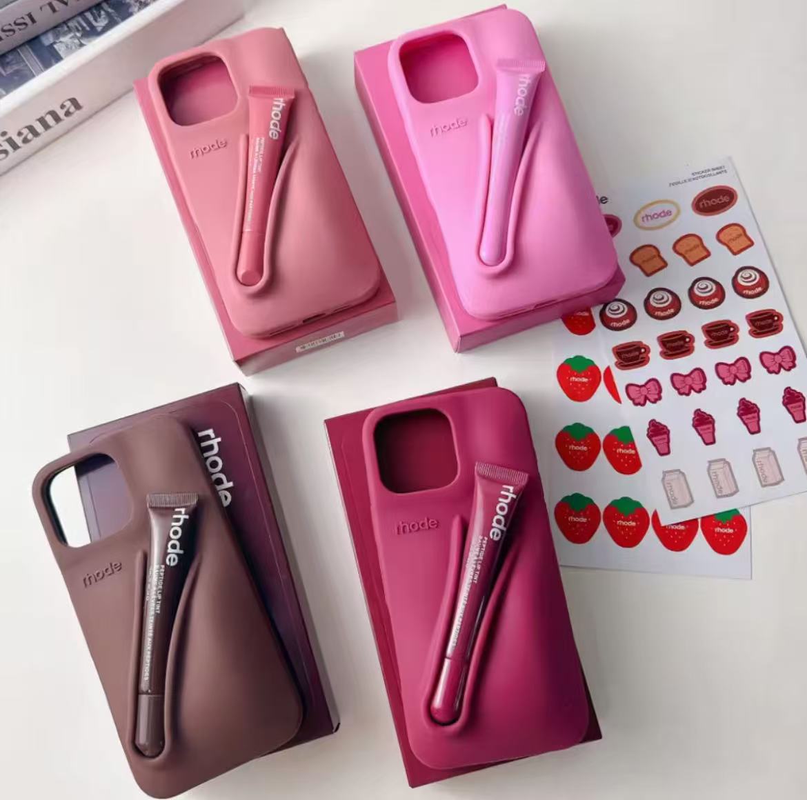 Rhode Lipstick Cases Portable Protective Series Silicone Phone Case For iPhone 16E 16 11 12 13 14 15 Pro Max Plus Fashion Style