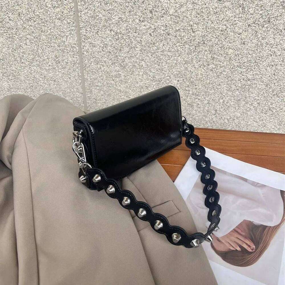 Rivet Shoulder Punk Studded Crossbody Bags For Women 2025 PU Leather Underarm Bag Cover Handbags NEW Flap Purse