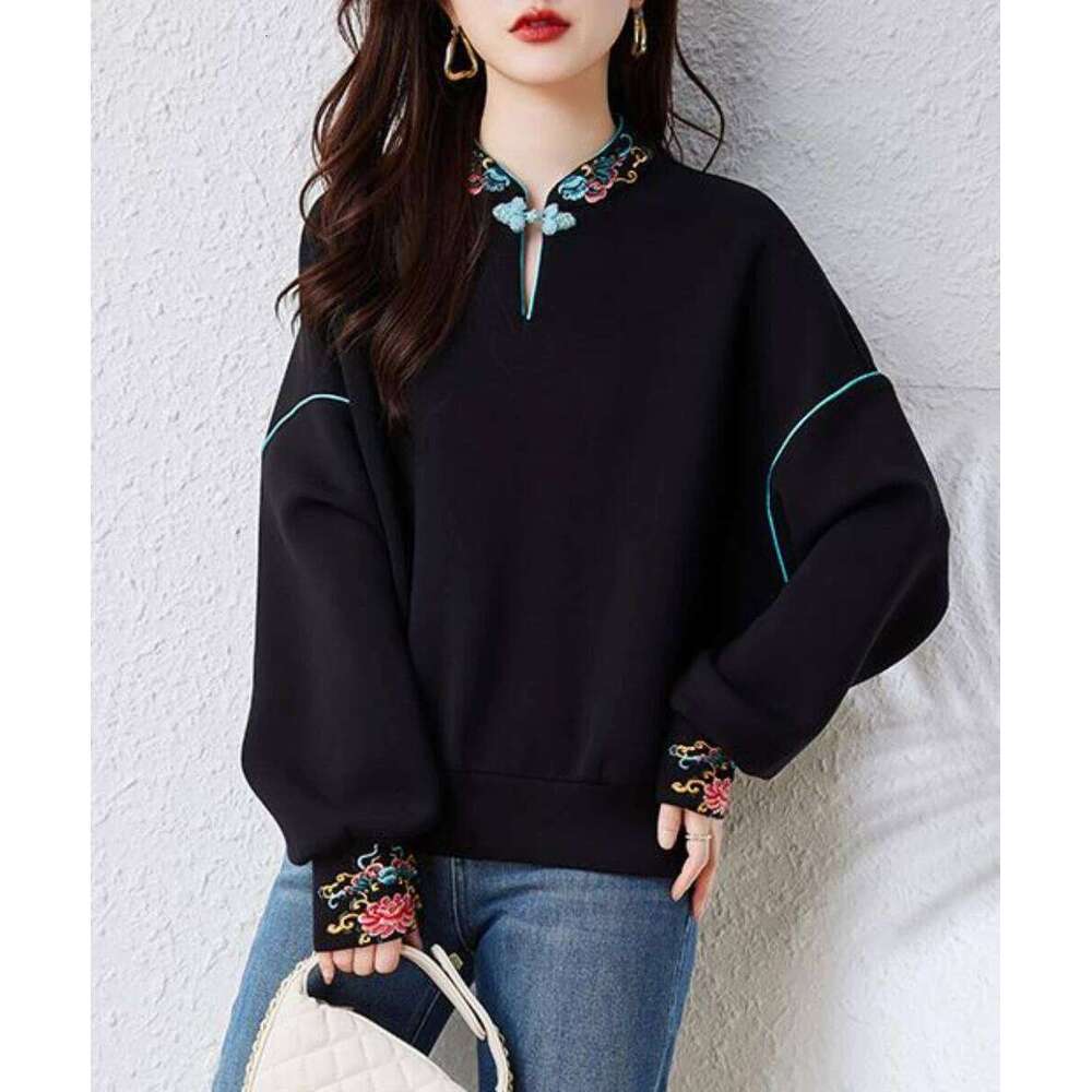 Chinese Style Sweatshirts Women's Hoodies Fashion Pullovers Spring Autumn Casual Sweatshirts Tops Female